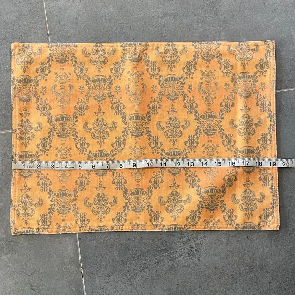 Set of‎ 4 Placemats Butternut Yellow with Turquoise Pattern